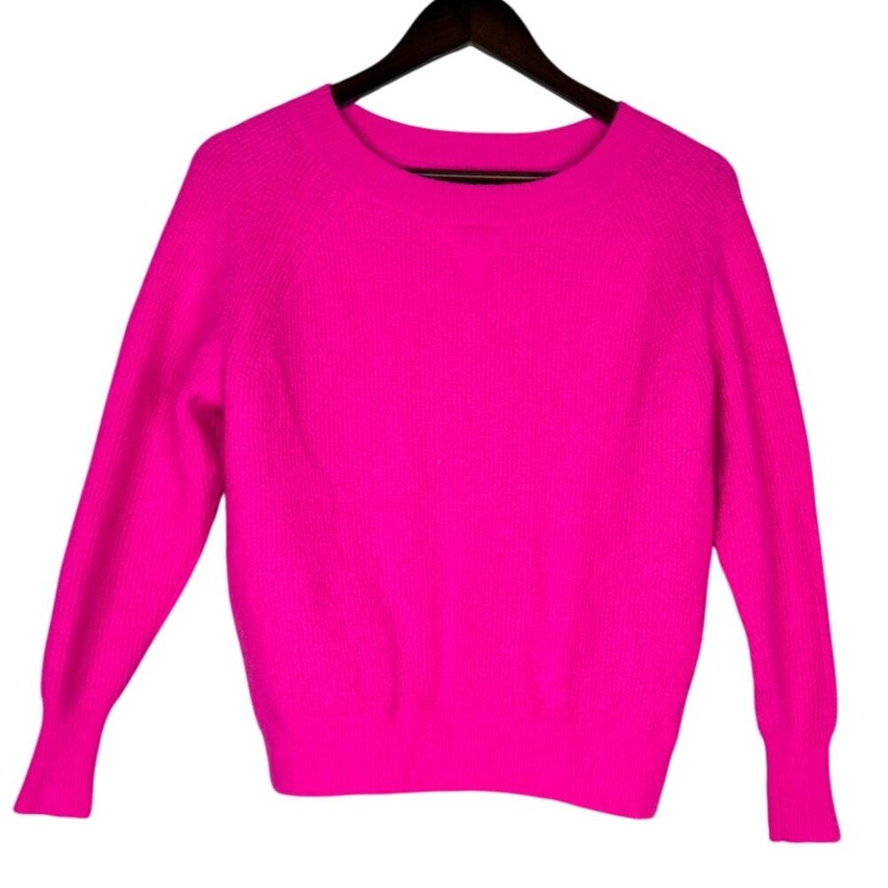 J. Crew Merino Wool Blend Waffle Knit Ribbed Hems Sweater Crew Neck XXS Pink